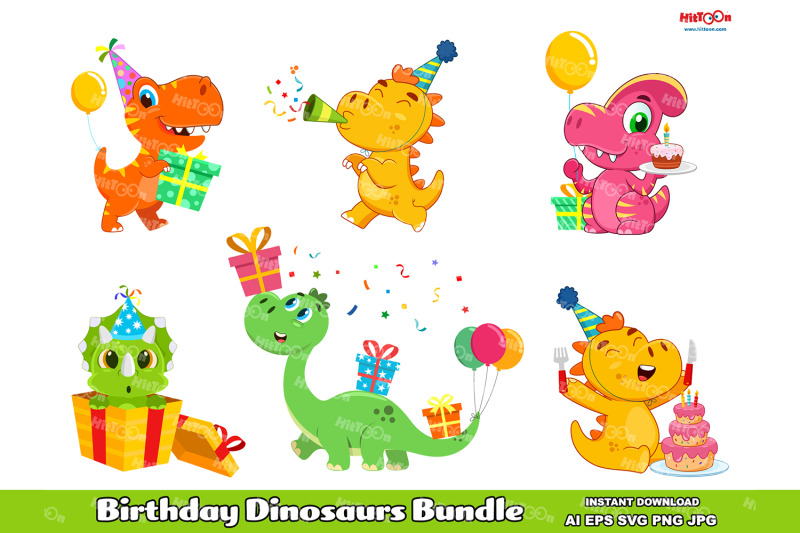 cute-birthday-dinosaurs-cartoon-characters-vector-bundle