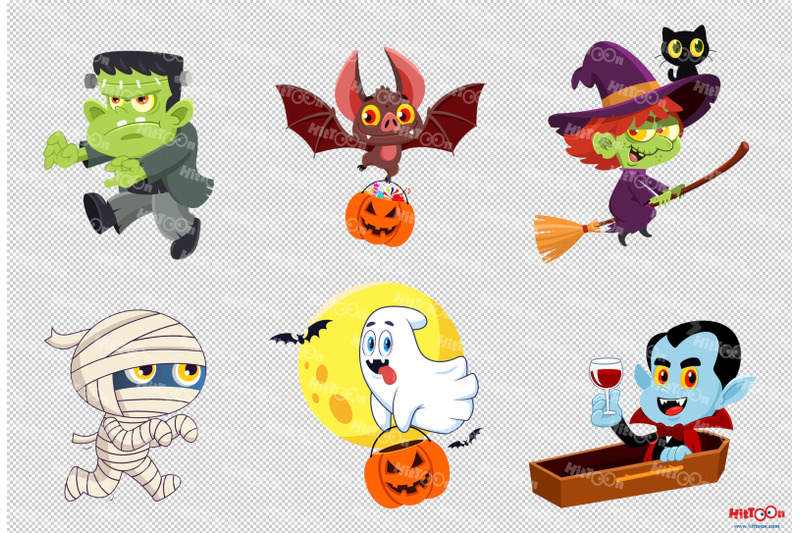 halloween-monsters-cartoon-characters-vector-bundle