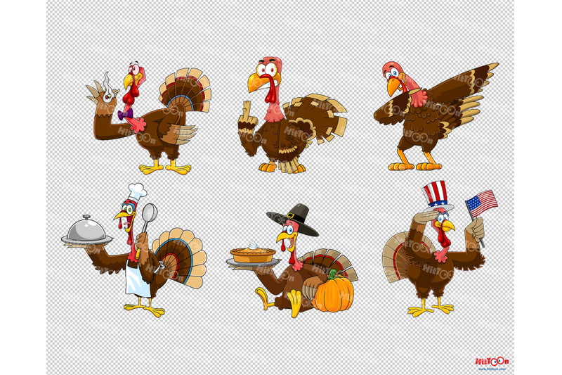 thanksgiving-turkey-cartoon-characters-clipart-set-2