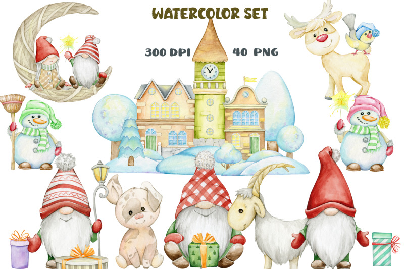 watercolor-gnome-clipart-scandinavian-christmas-clipart-nordic-wate