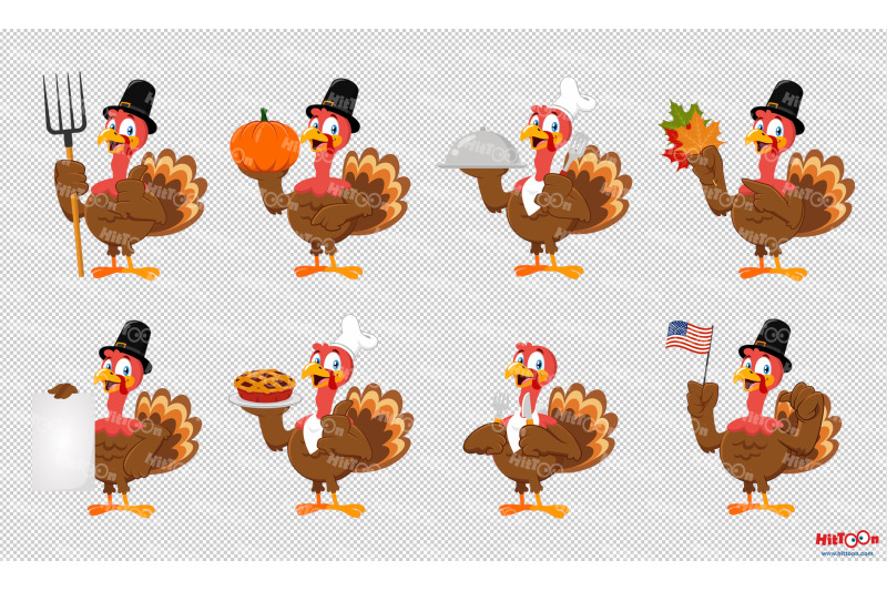 thanksgiving-turkey-cartoon-character-clipart-set