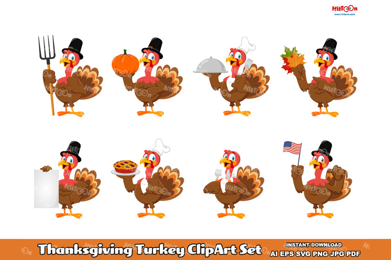 thanksgiving-turkey-cartoon-character-clipart-set