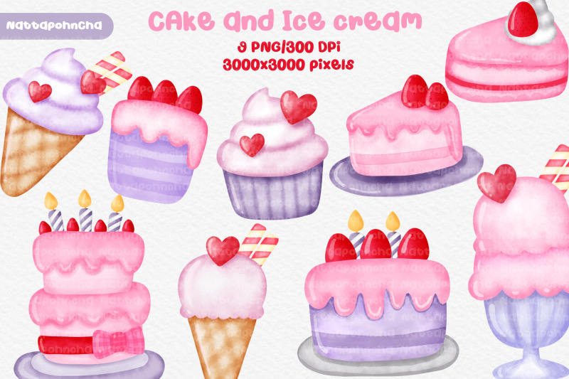 watercolor-illustration-set-of-cake-and-ice-cream-elements