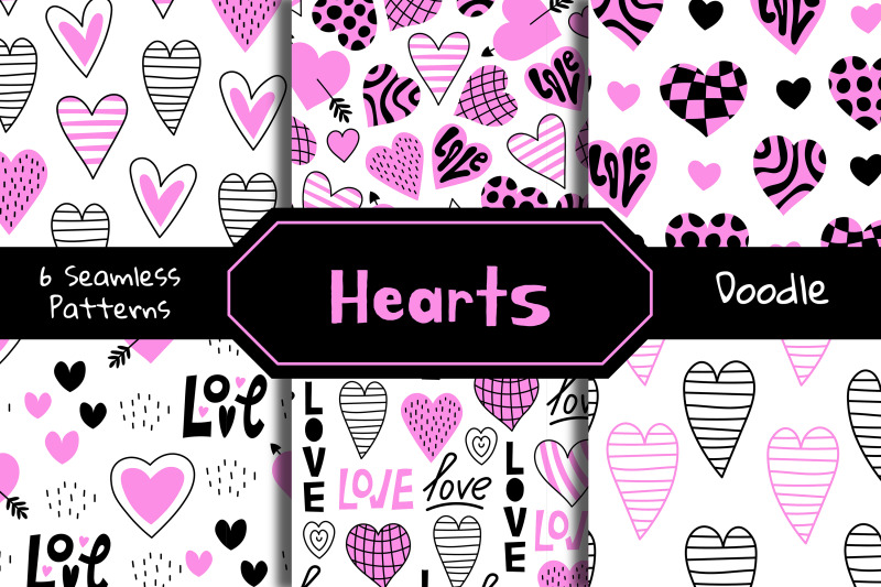 hearts-doodle-seamless-patterns