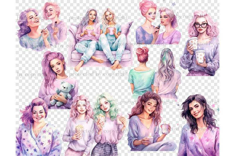 pajama-party-girls-clipart-lazy-day-clipart