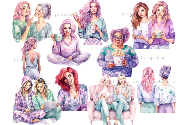 pajama-party-girls-clipart-lazy-day-clipart