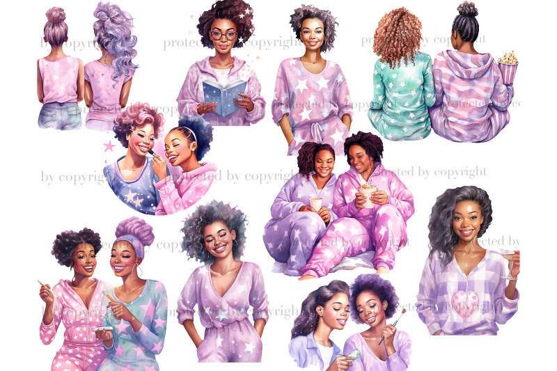 pajama-party-black-girls-clipart-friendship-clipart