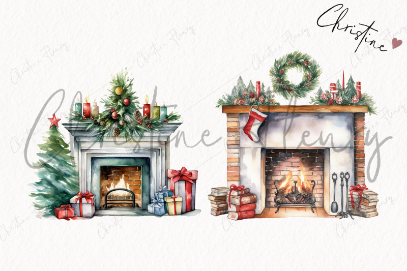 watercolor-christmas-fireplace-clipart