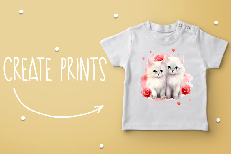white-cats-in-love-watercolor-sublimation-clipart-png