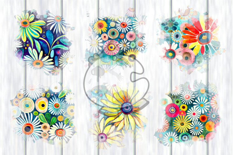 funky-daisy-splashes-watercolor-floral-backgrounds