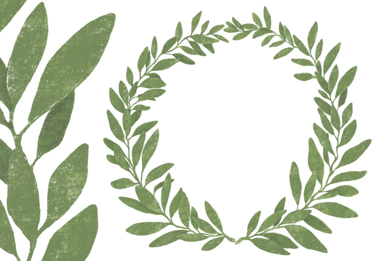 hand-drawn-bay-leaf-wreath-pastel-texture