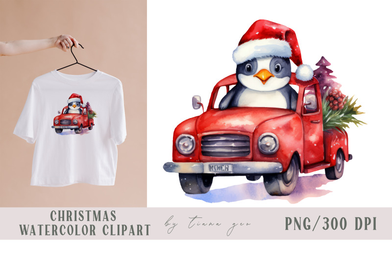 cute-watercolor-christmas-penguin-clipart-4-png-files
