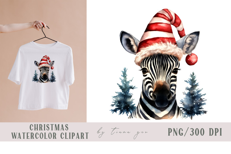 cute-watercolor-christmas-zebra-clipart-1-png-file