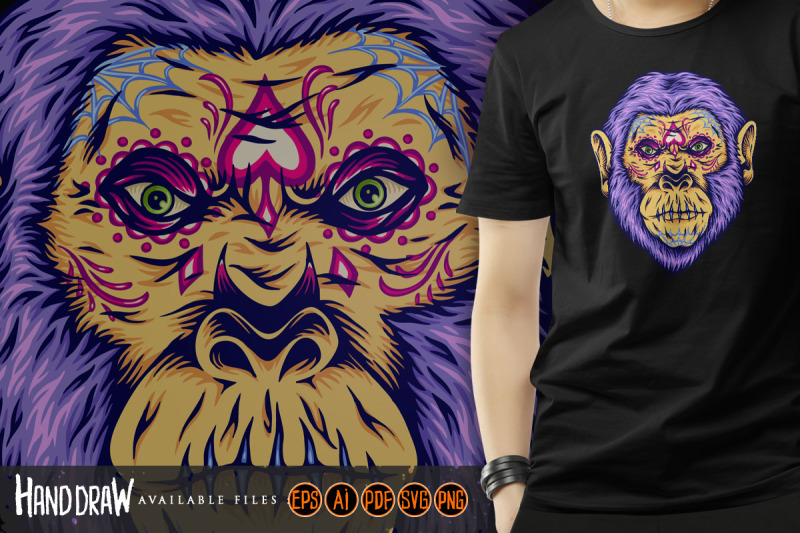 spooky-gorilla-skull-muerte-style