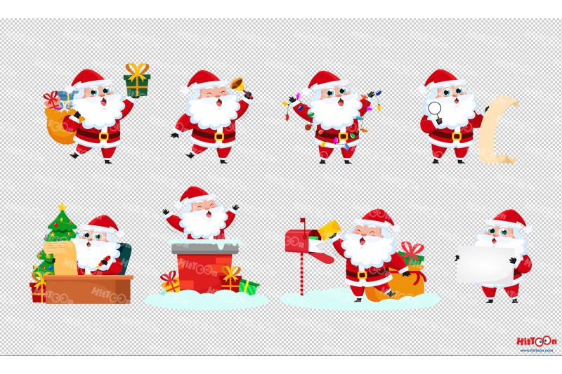 santa-claus-cartoon-character-clipart-vector-set