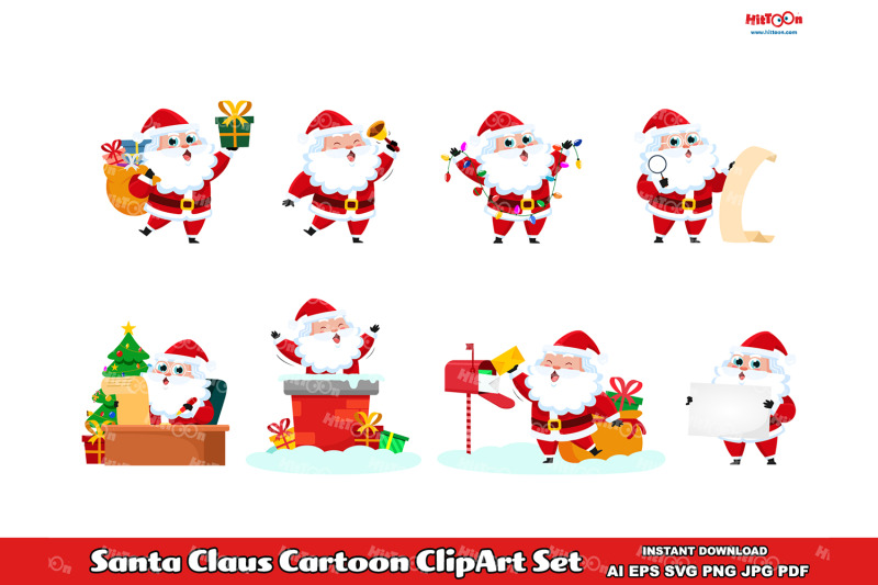 santa-claus-cartoon-character-clipart-vector-set