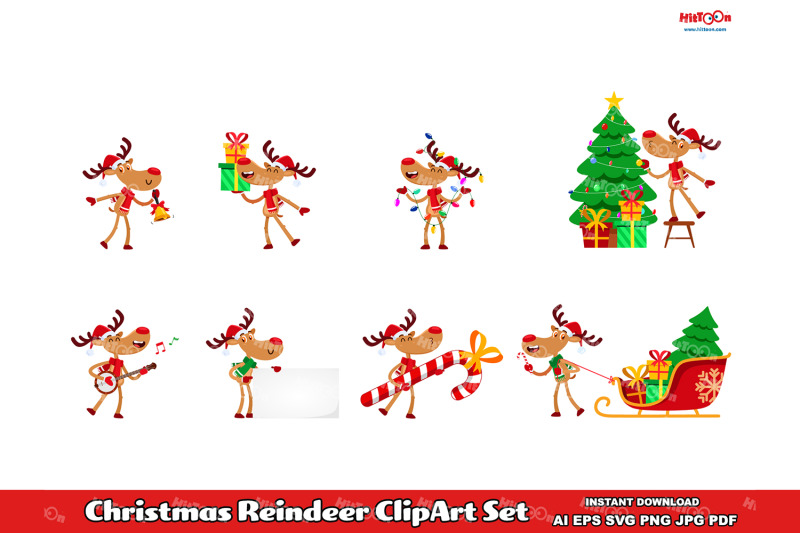 christmas-reindeer-cartoon-character-clipart-set