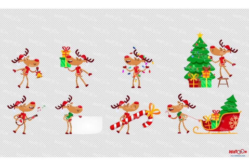 christmas-reindeer-cartoon-character-clipart-set