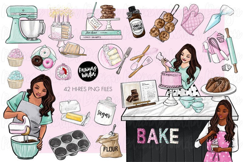 home-baking-hand-drawn-fashion-illustration-clip-art-bundle