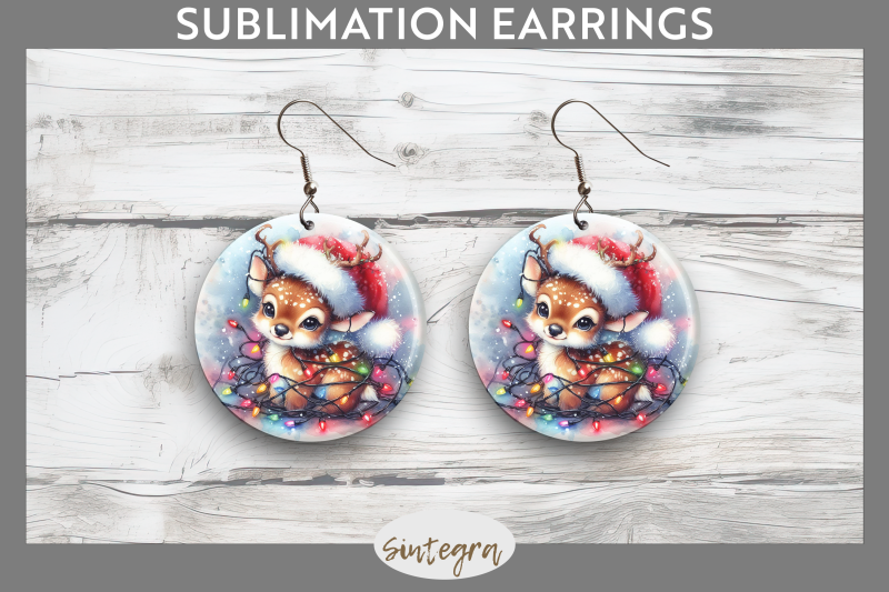 christmas-deer-entangled-in-lights-round-earrings-sublimation