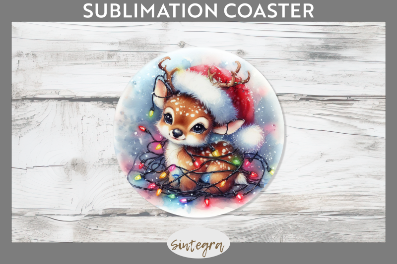 christmas-deer-entangled-in-lights-round-coaster-sublimation