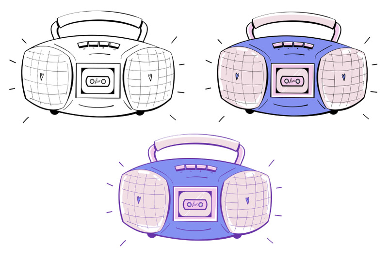 retro-audio-portable-stereo-boombox-90s-vector-illustration