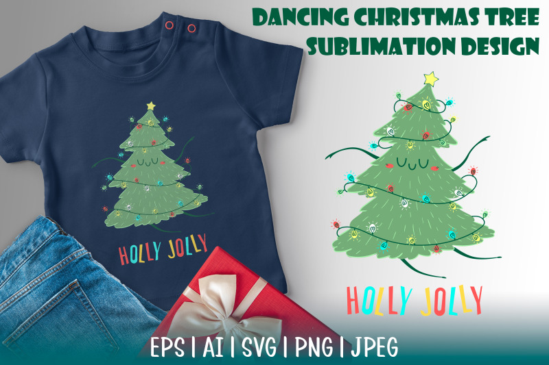 dancing-kawaii-christmas-tree-sublimation-design