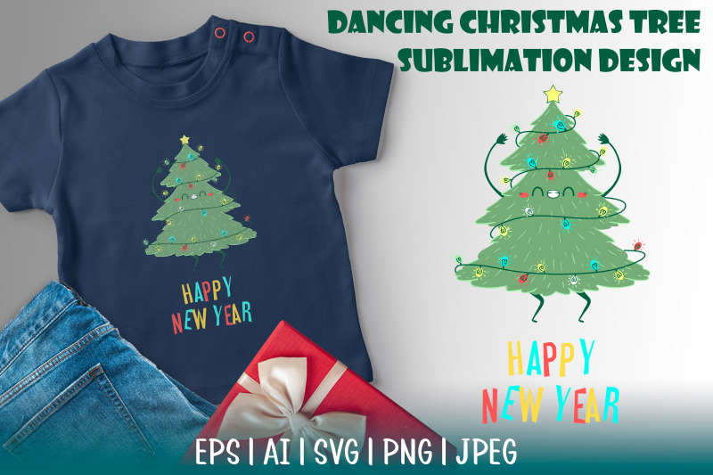 dancing-kawaii-christmas-tree-sublimation-design