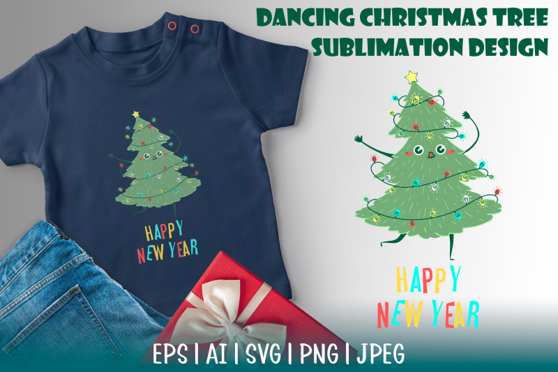 dancing-kawaii-christmas-tree-sublimation-design