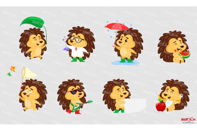 cute-hedgehog-cartoon-character-clipart-set