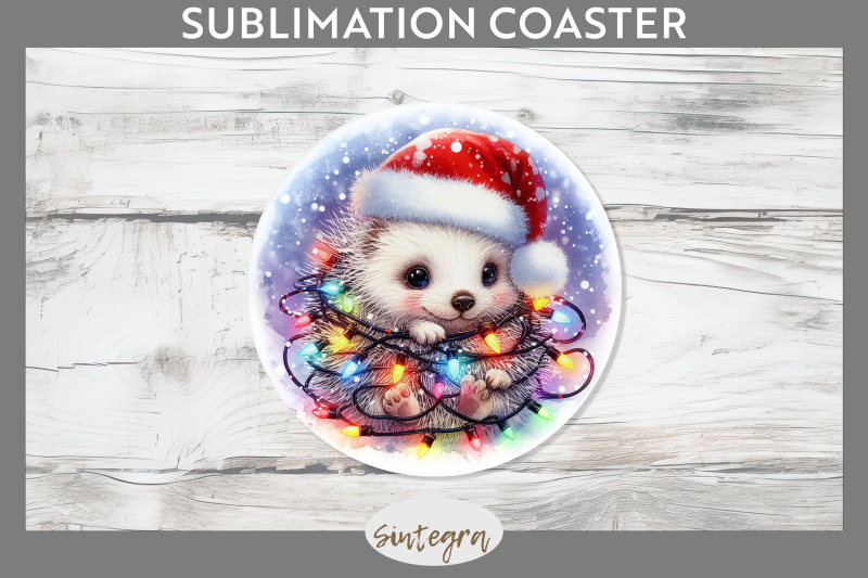 christmas-porcupine-entangled-in-lights-round-coaster-sublimation