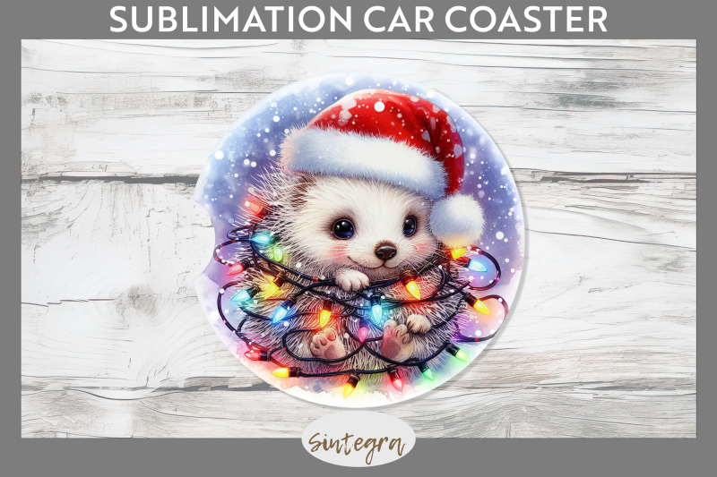 christmas-porcupine-entangled-in-lights-car-coaster-sublimation
