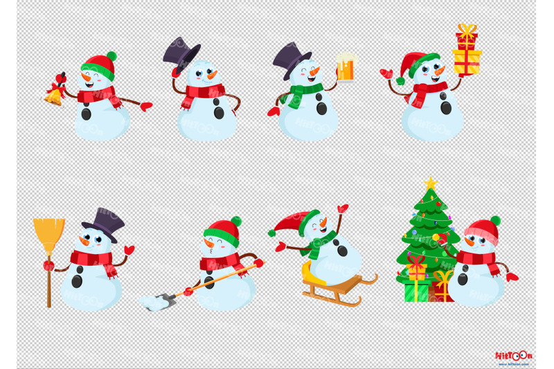 cute-snowman-cartoon-character-clipart-set