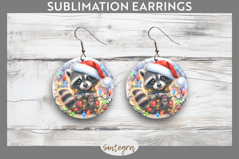christmas-raccoon-entangled-in-lights-round-earrings-sublimation