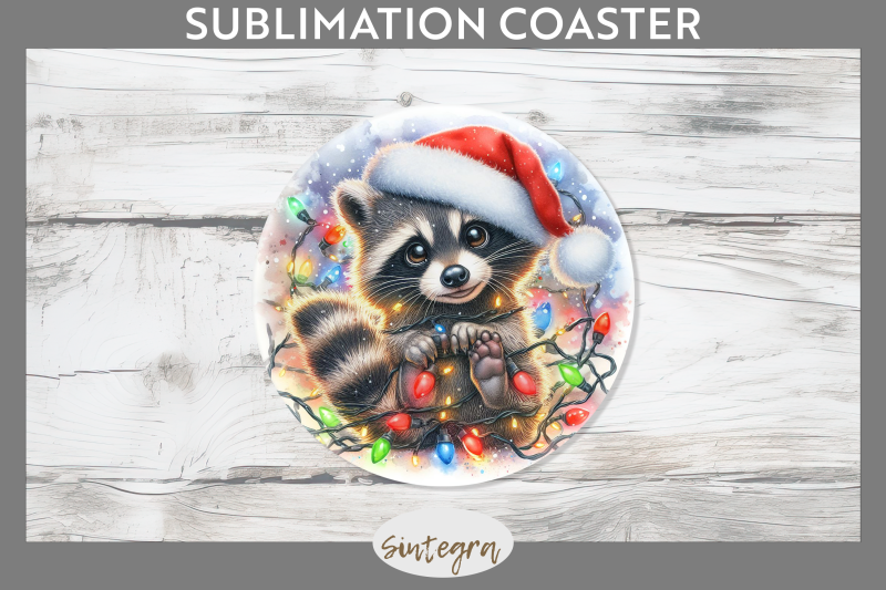 christmas-raccoon-entangled-in-lights-round-coaster-sublimation