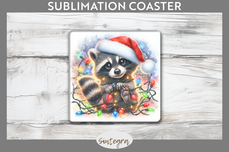 christmas-raccoon-entangled-in-lights-square-coaster-sublimation