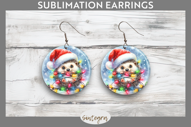 christmas-hedgehog-entangled-in-lights-round-earrings-sublimation