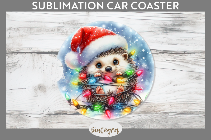 christmas-hedgehog-entangled-in-lights-car-coaster-sublimation