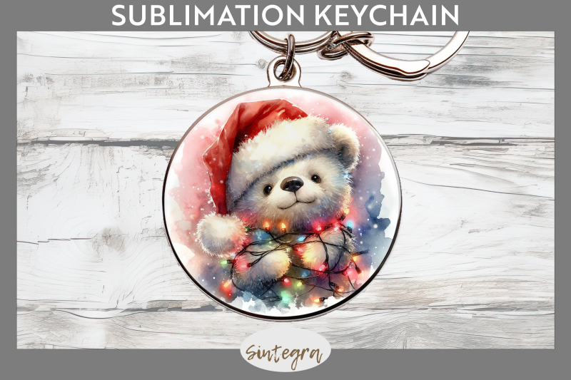 christmas-bear-entangled-in-lights-round-keychain-sublimation