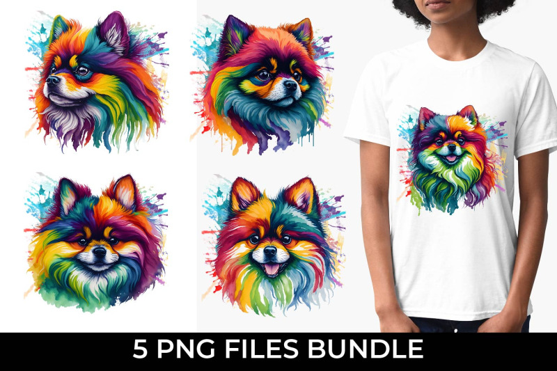 rainbow-pomeranian-dog-watercolor-bundle-sublimation-free-for-commerci