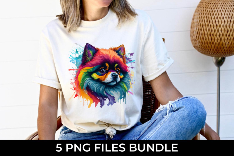 rainbow-pomeranian-dog-watercolor-bundle-sublimation-free-for-commerci