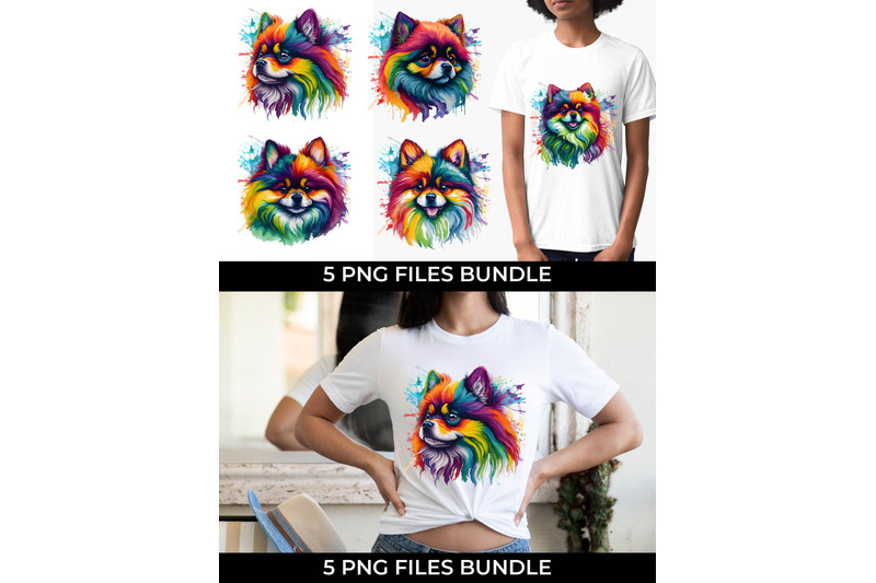 rainbow-pomeranian-dog-watercolor-bundle-sublimation-free-for-commerci