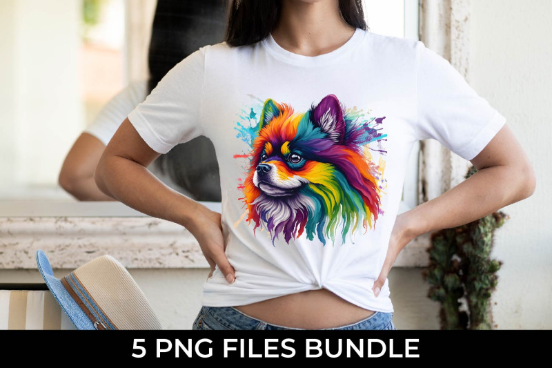 rainbow-pomeranian-dog-watercolor-bundle-sublimation-free-for-commerci