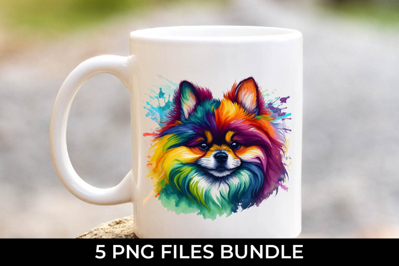 rainbow-pomeranian-dog-watercolor-bundle-sublimation-free-for-commerci