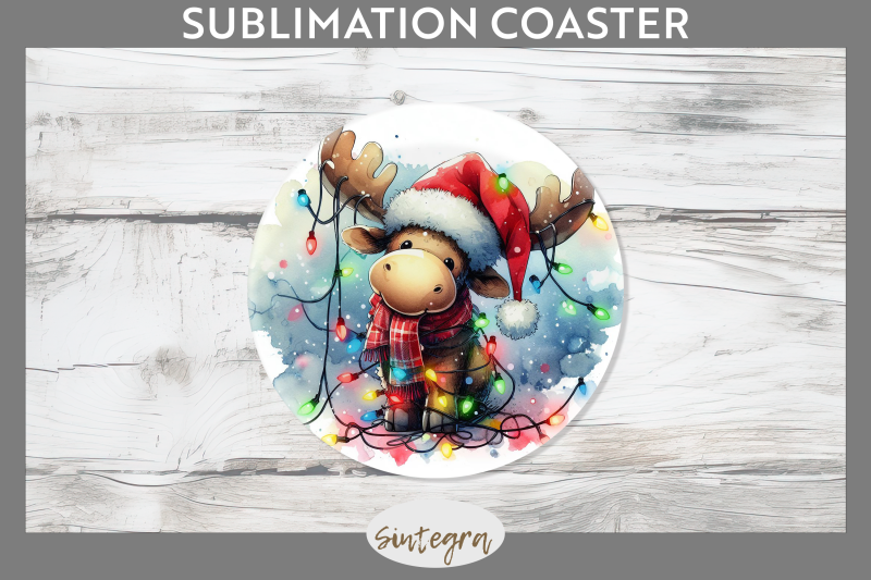 christmas-moose-entangled-in-lights-round-coaster-sublimation
