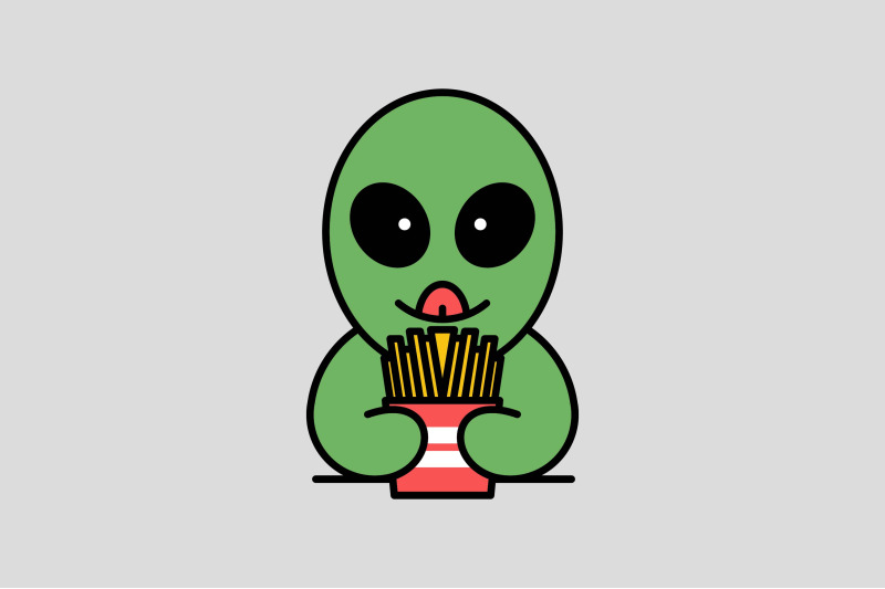 cute-alien-with-french-fries-vector-template-logo-design