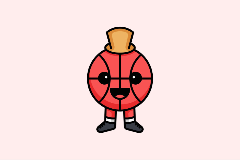 cute-basketball-with-legs-and-hat-vector-template-logo-design