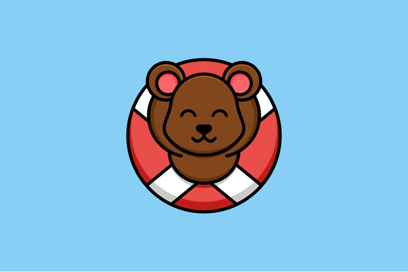 cute-bear-in-pool-tube-vector-template-logo-design