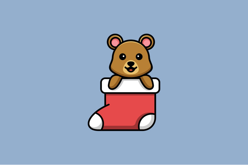 cute-bear-with-christmas-socks-vector-template-logo-design