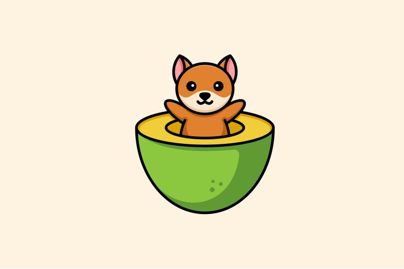 cute-dog-in-half-cut-coconut-vector-template-logo-design